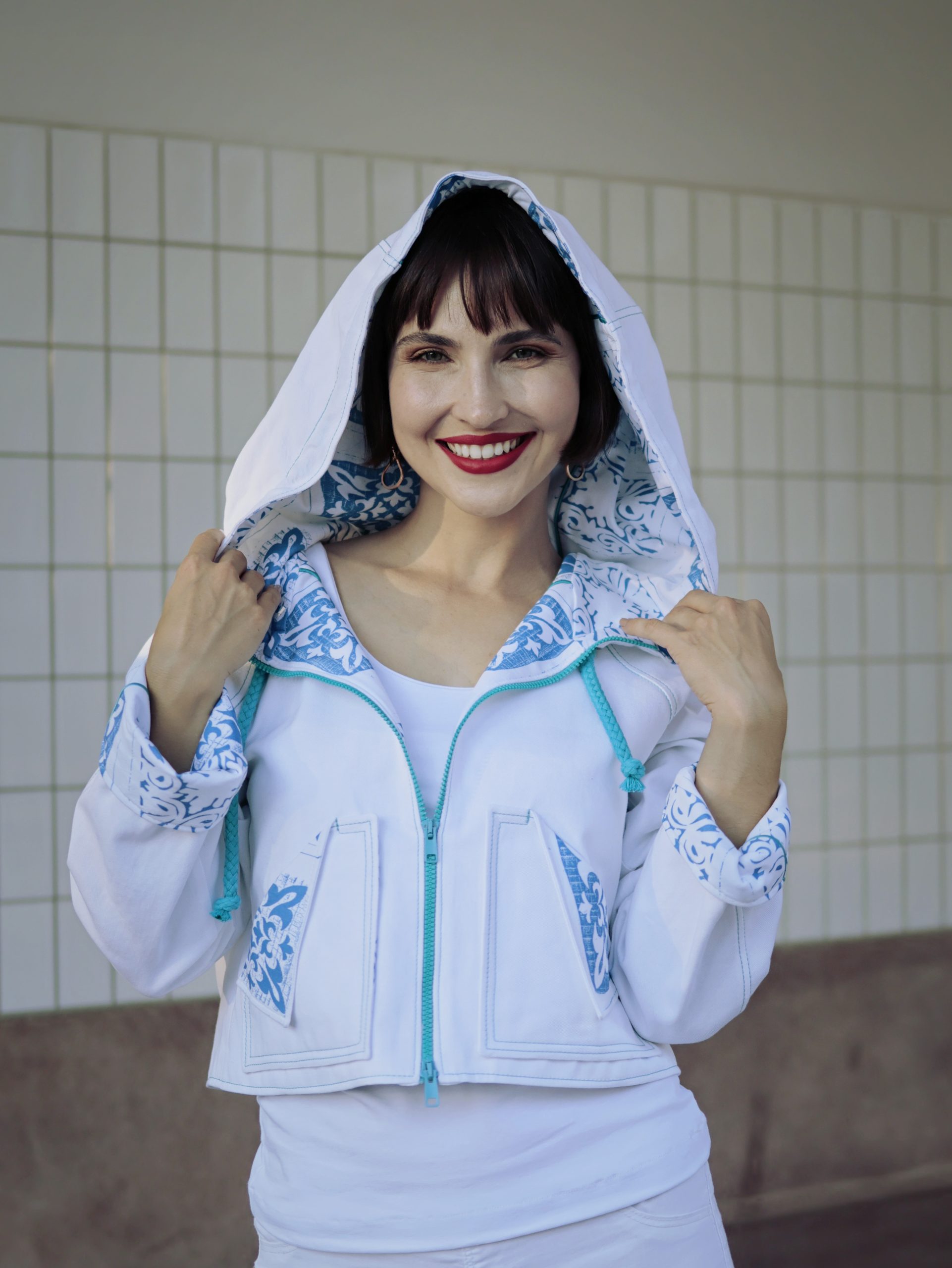 Bunda bílá tyrkis3