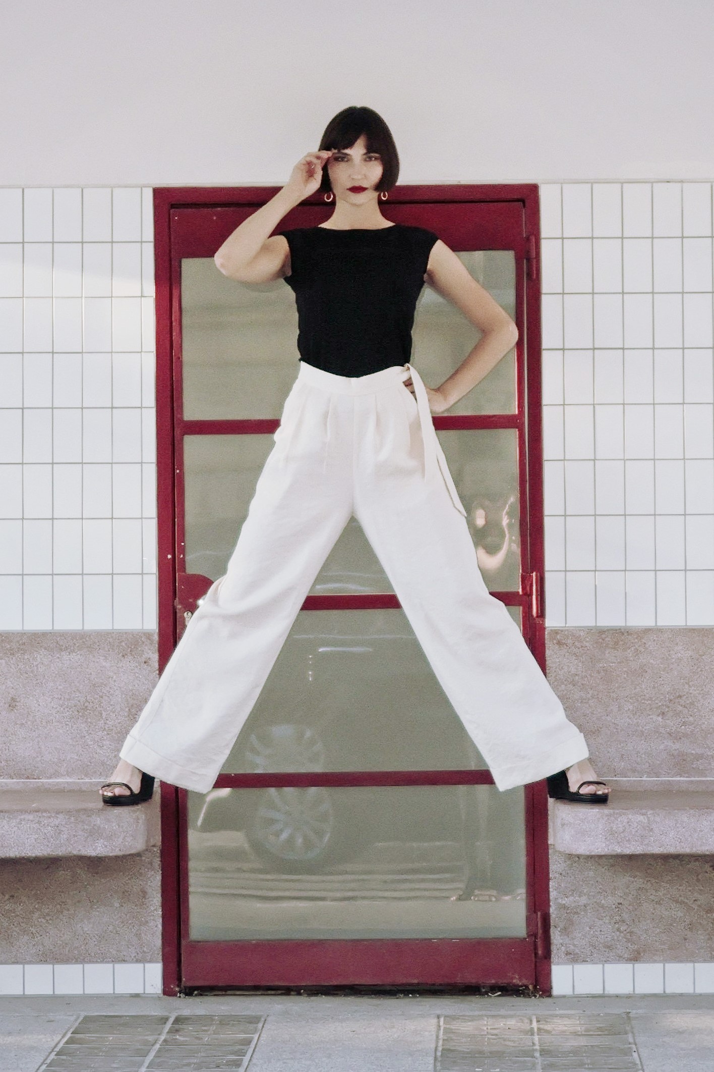 Kalhoty viskoza bílé1