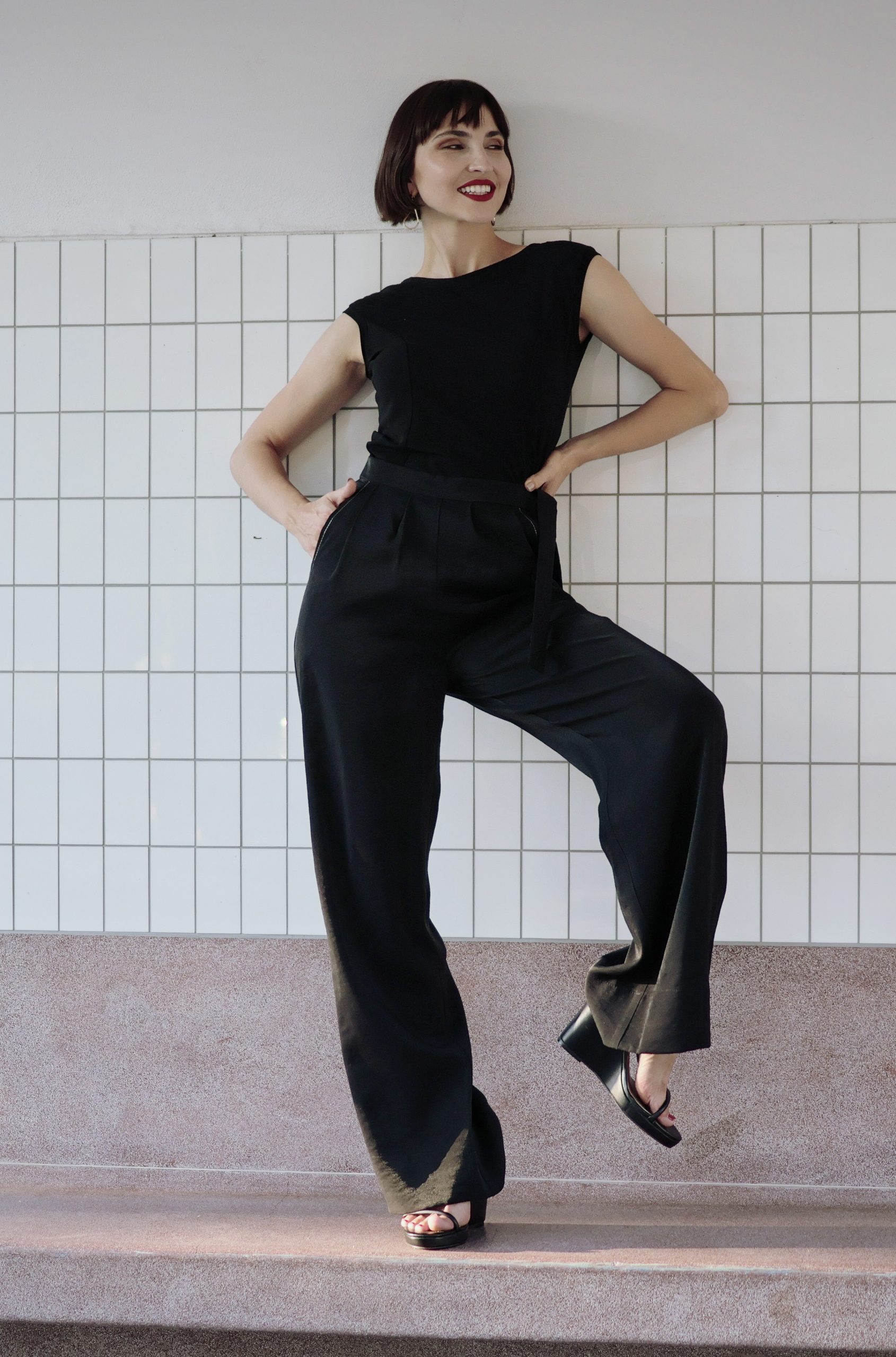 Kalhoty viskoza černé2