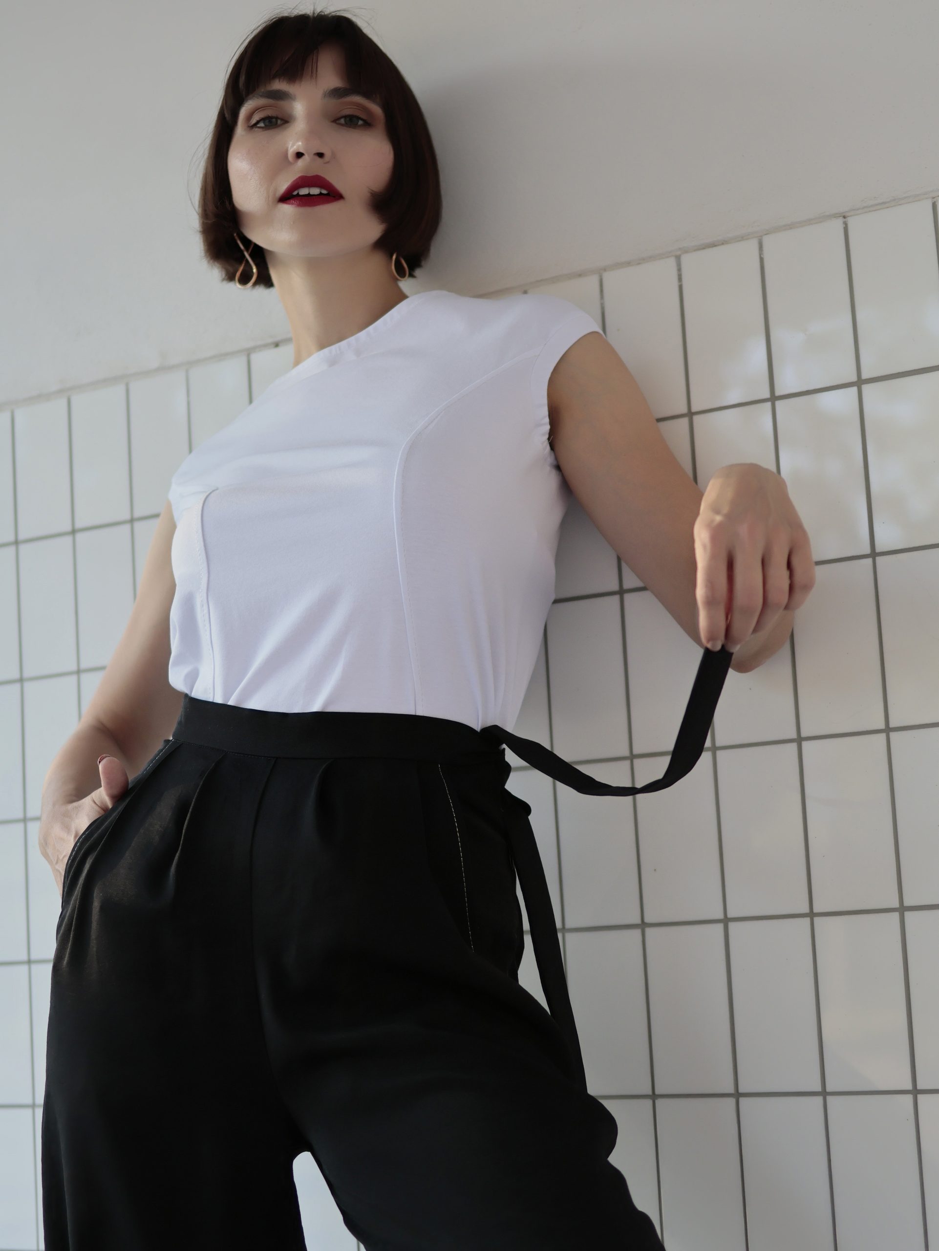 Kalhoty viskoza černé5